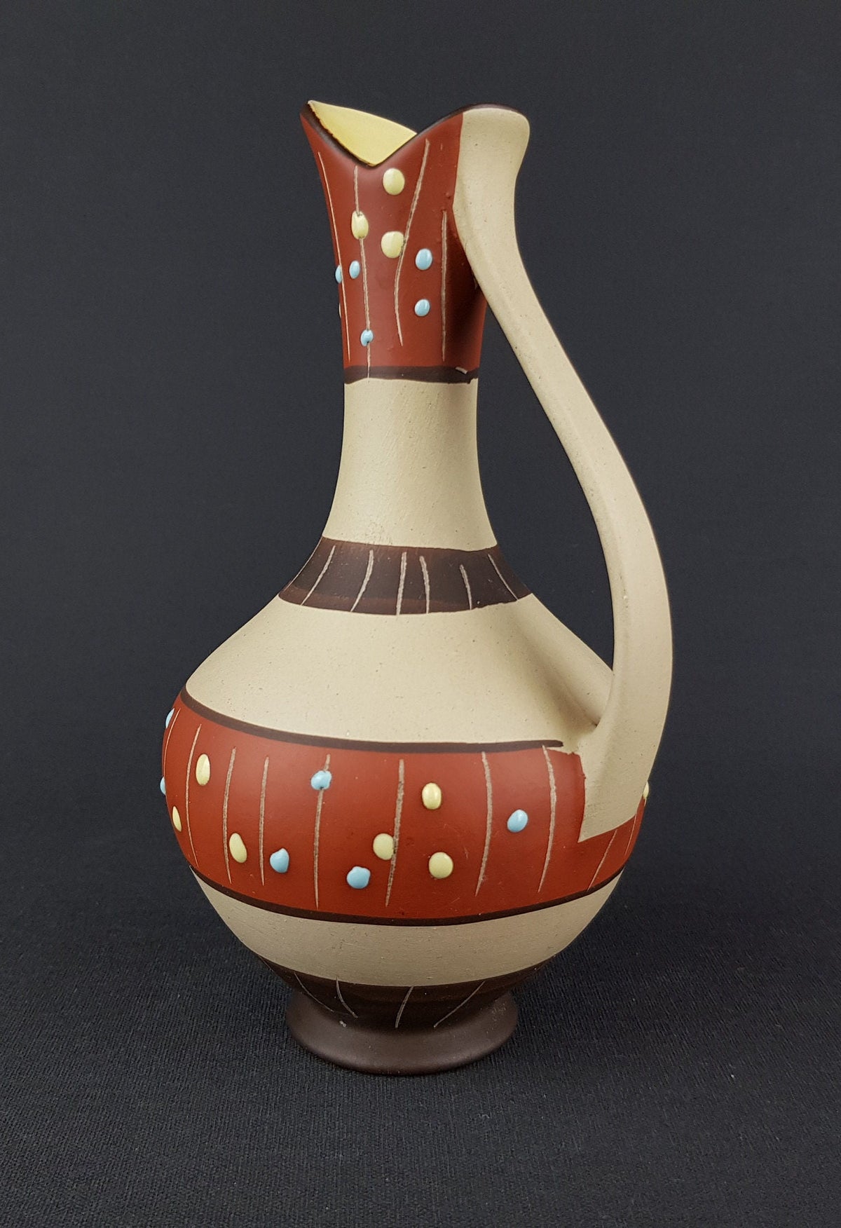 Vintage MARZI und REMY Stylish Vase with "Haiti" decor 2001 West German Pottery 1959s