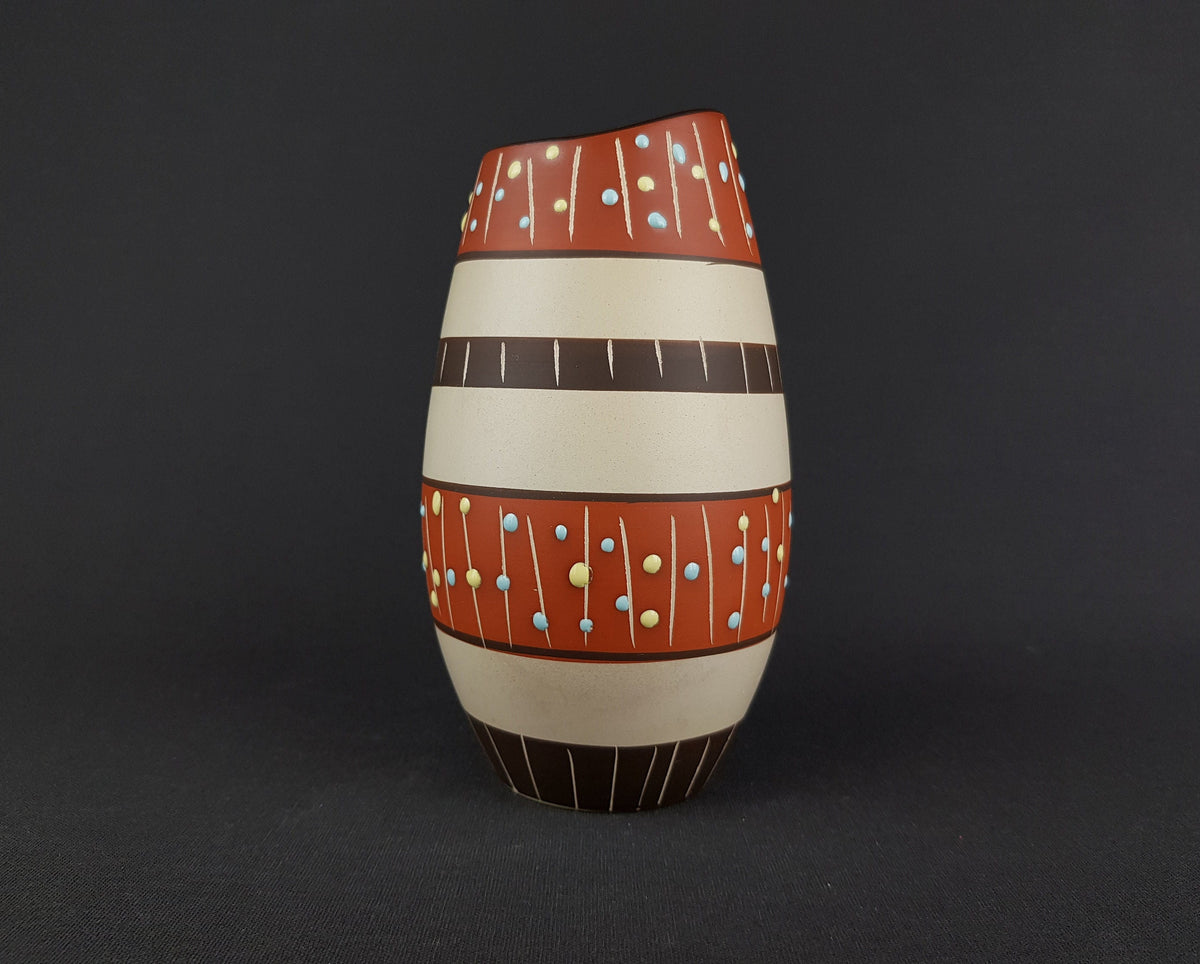 Vintage MARZI und REMY Stylish Vase with "Haiti" decor 1010/17 West German Pottery 1959s