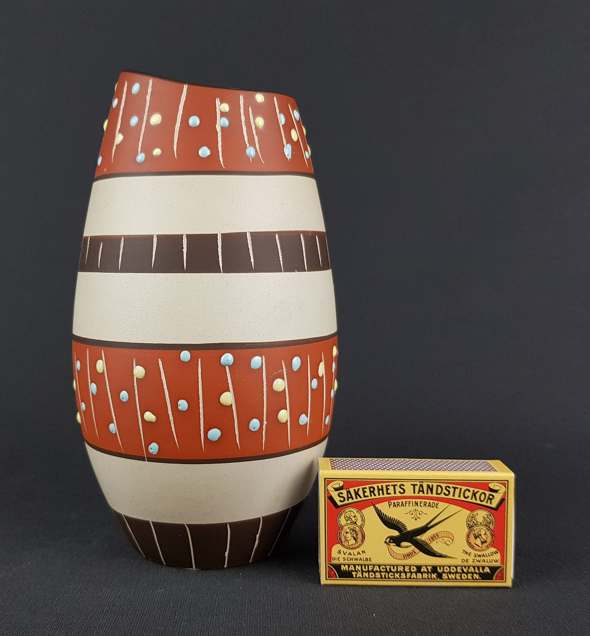 Vintage MARZI und REMY Stylish Vase with "Haiti" decor 1010/17 West German Pottery 1959s
