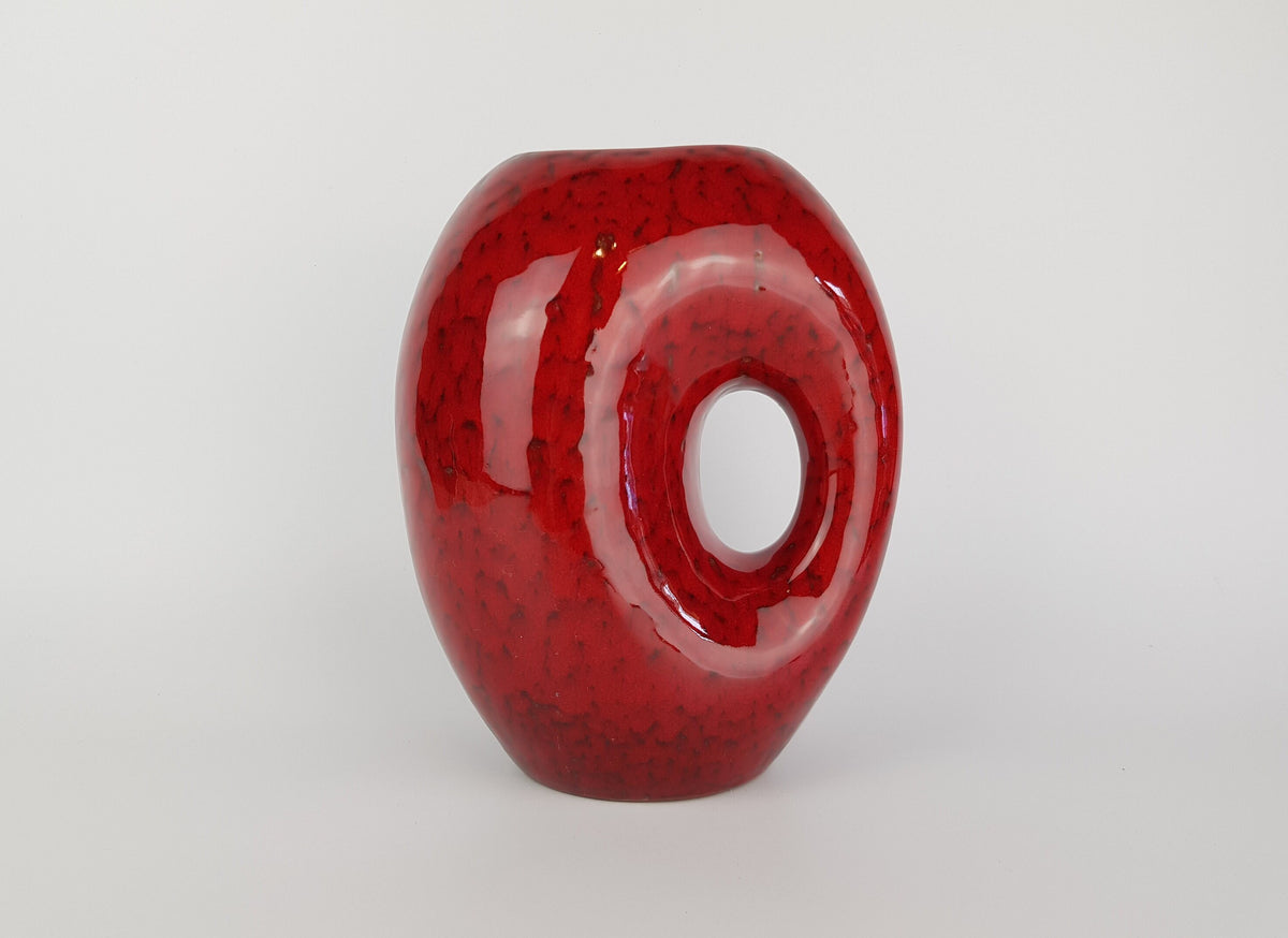 Vintage Richard Uhlemeyer Red Studio Art Pottery Vase 1950's Era