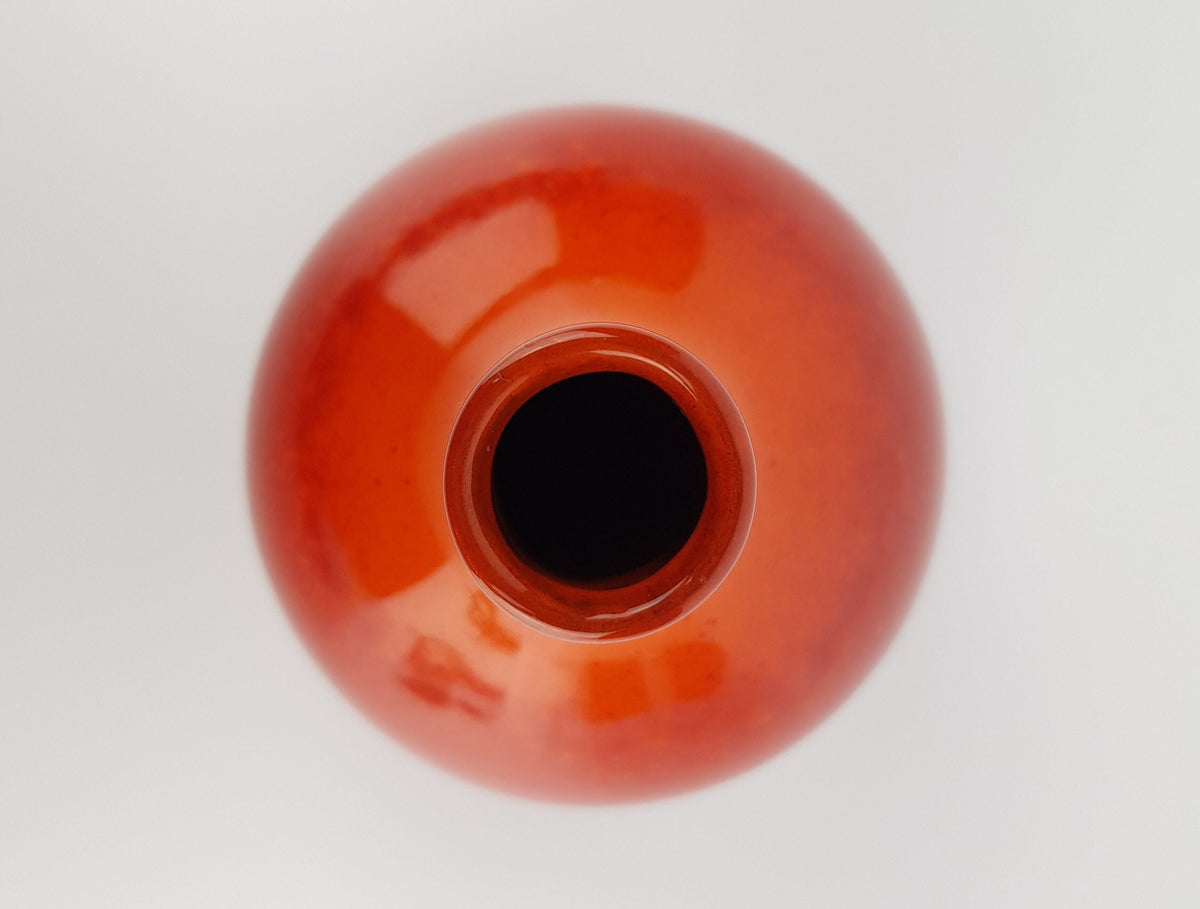 Vintage SGRAFO Reddish Orange Vase Form 1977 West German Pottery 1970s