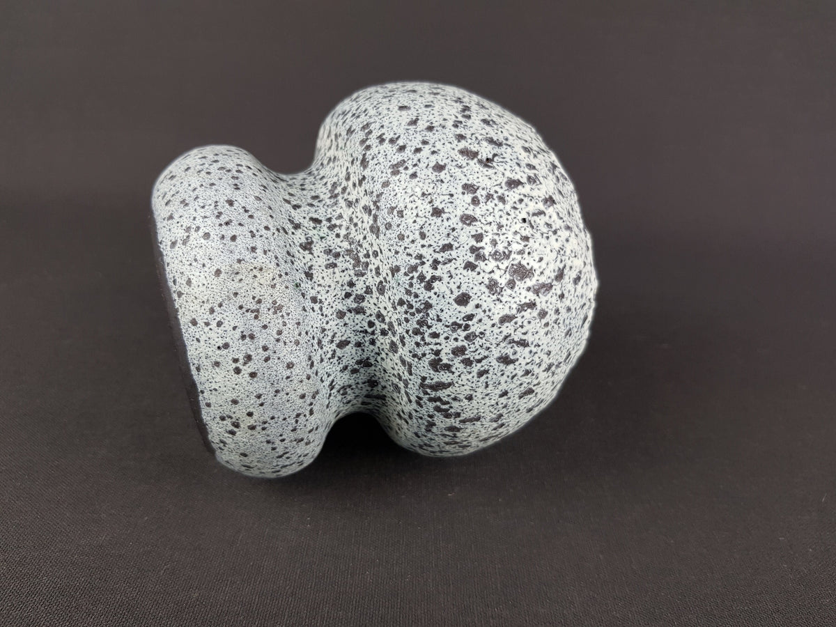 Vintage STUDIO POTTERY By Gerda KORTING Black and Blueish White Fat Lava Vase 1960-1970s