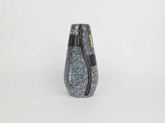 Vintage SCHEURICH KERAMIK Blue Grey Multicoloured Vase 529-18 "Romy" – Heinz Siery – West German Pottery – 1950s–1960s