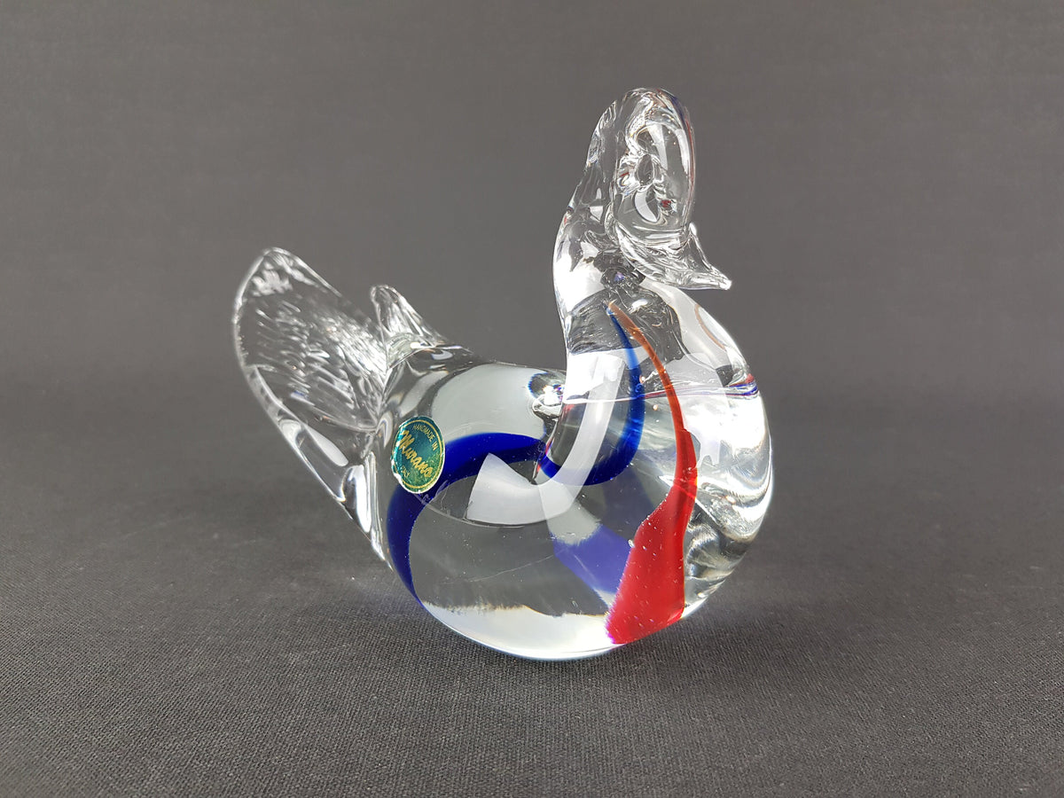 Vintage MURANO SOMMERSO GLASS Swan Figurine Italian Glass Art 1960s