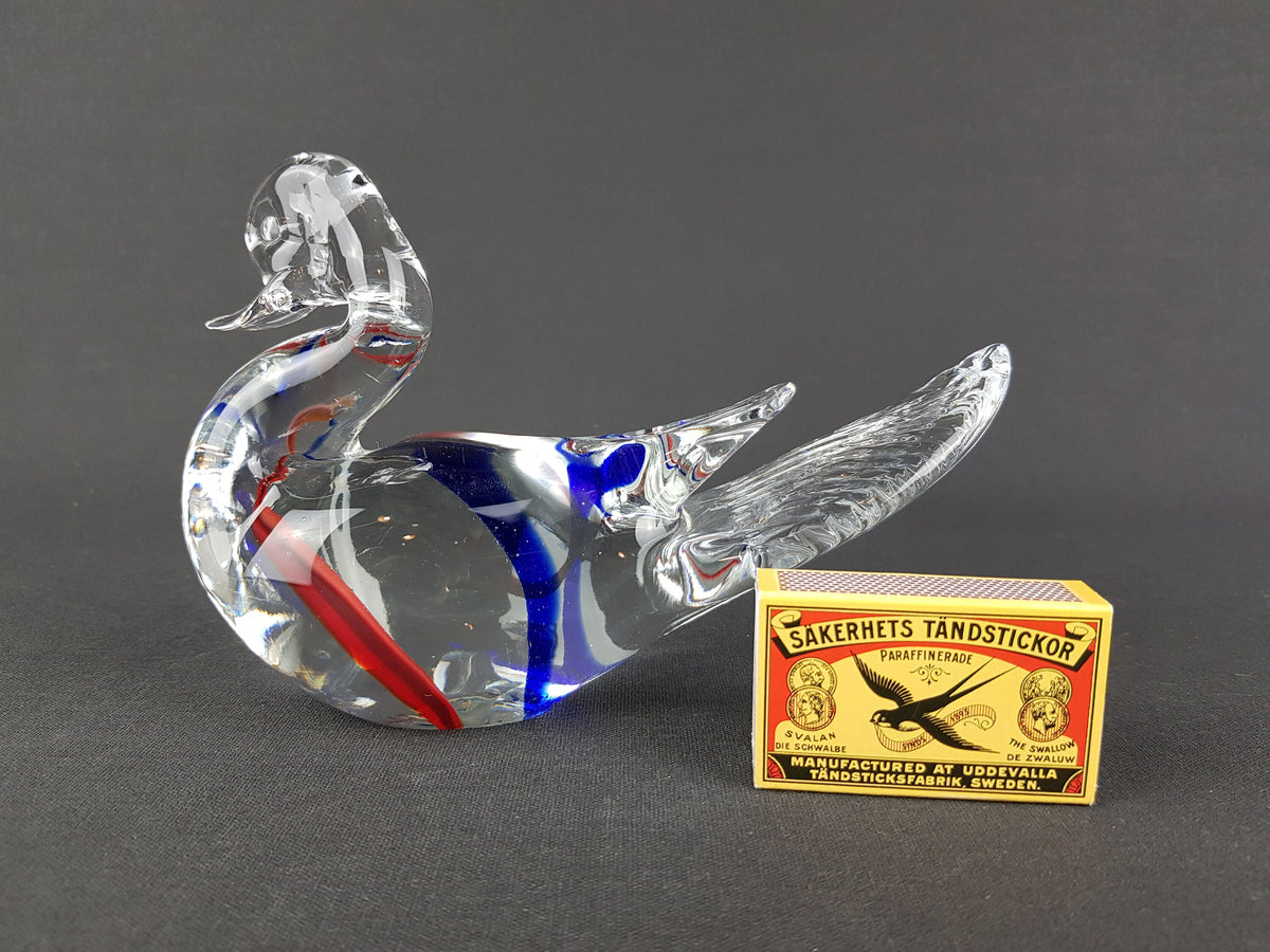 Vintage MURANO SOMMERSO GLASS Swan Figurine Italian Glass Art 1960s