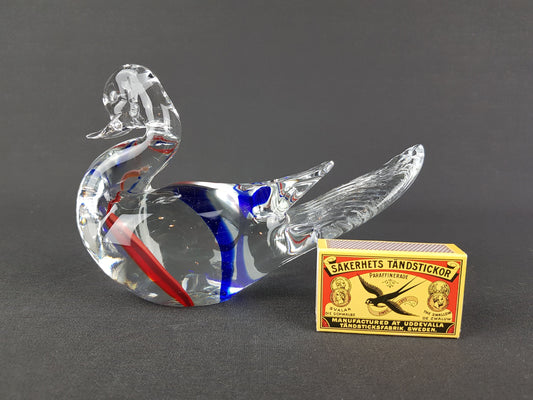 Vintage MURANO SOMMERSO GLASS Swan Figurine Italian Glass Art 1960s