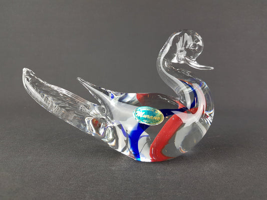 Vintage MURANO SOMMERSO GLASS Swan Figurine Italian Glass Art 1960s