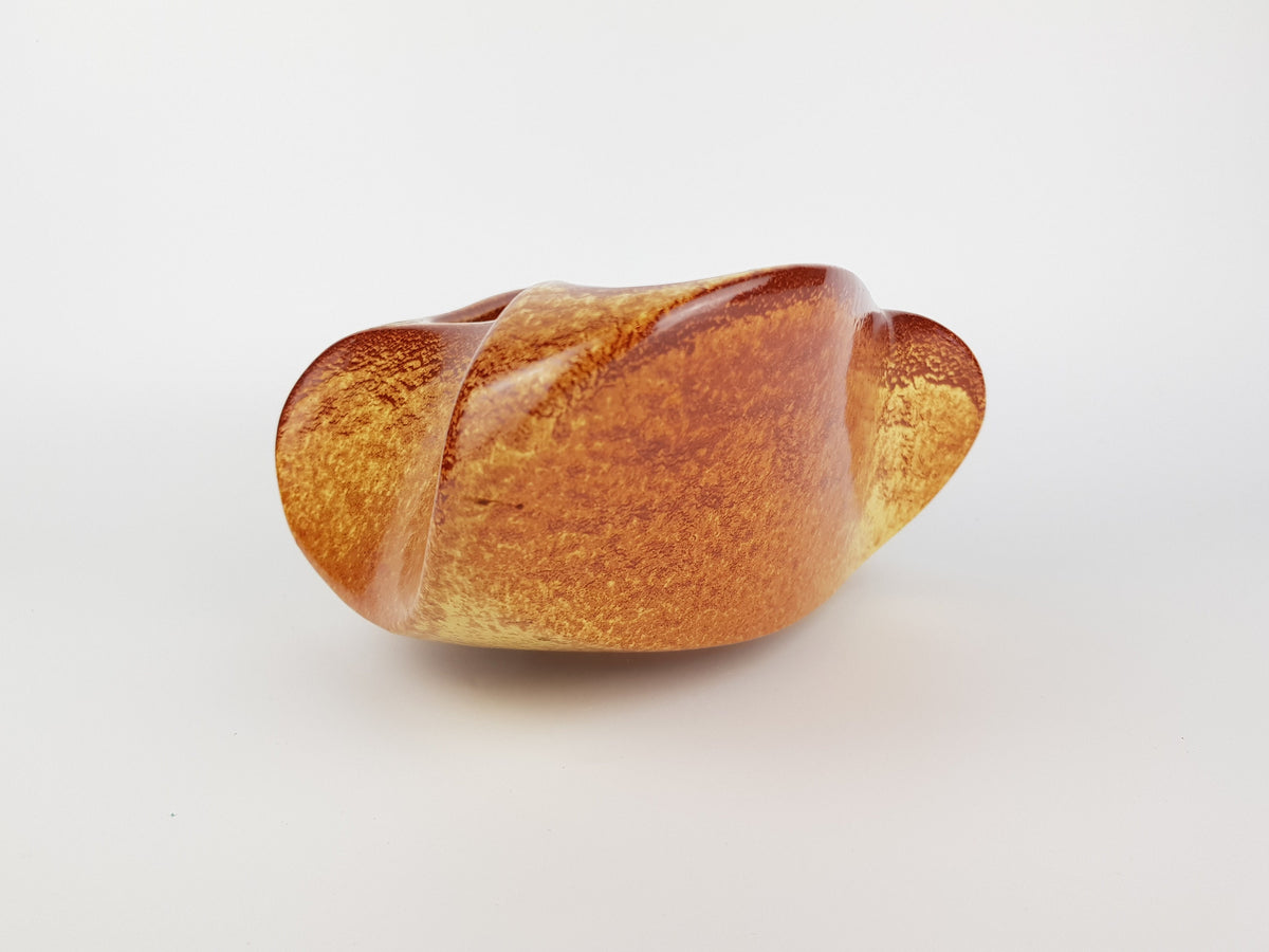 Vintage BERTONCELLO Stylish Bowl with 962 Screziato Tobacco glaze Italian Pottery 1970s
