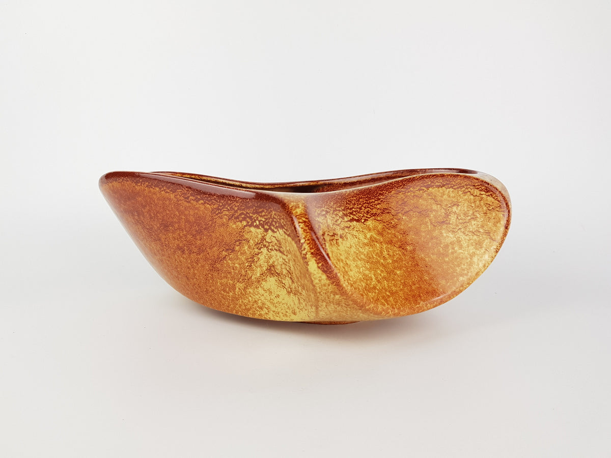 Vintage BERTONCELLO Stylish Bowl with 962 Screziato Tobacco glaze Italian Pottery 1970s