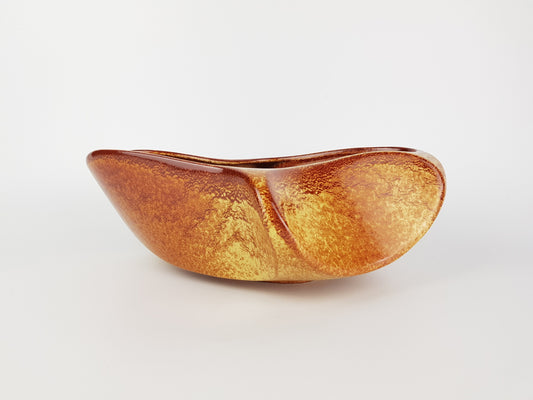 Vintage BERTONCELLO Stylish Bowl with 962 Screziato Tobacco glaze Italian Pottery 1970s