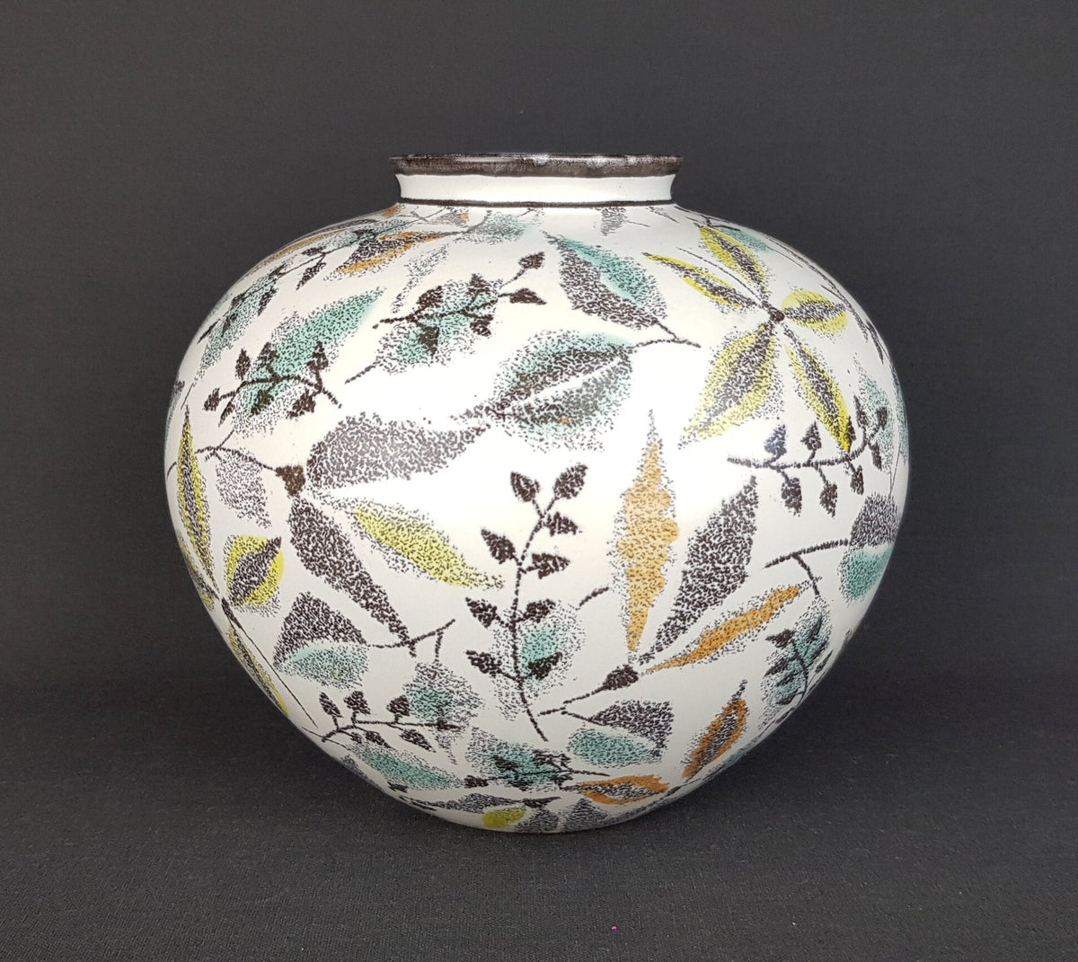 Vintage WAECHTERSBACH KERAMIK White Vase With Uschi Decor West German Pottery 1950s