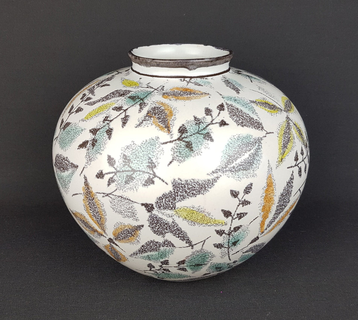 Vintage WAECHTERSBACH KERAMIK White Vase With Uschi Decor West German Pottery 1950s
