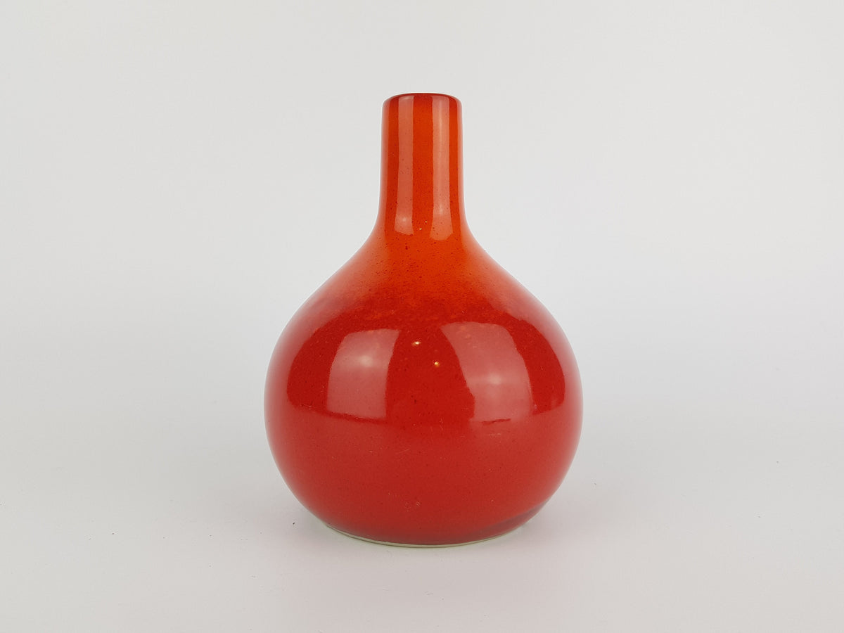Vintage SGRAFO Reddish Orange Vase Form 1977 West German Pottery 1970s