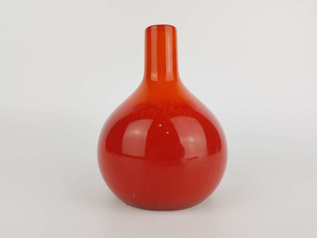 Vintage SGRAFO Reddish Orange Vase Form 1977 West German Pottery 1970s