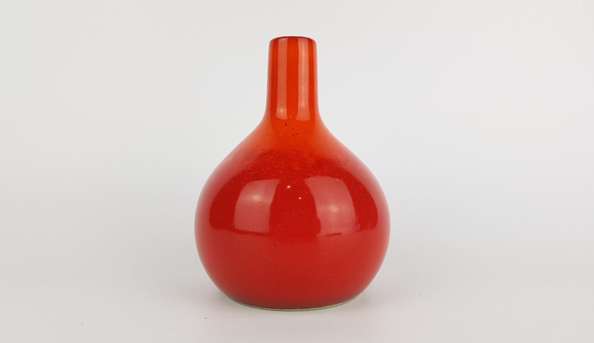 Vintage SGRAFO Reddish Orange Vase Form 1977 West German Pottery 1970s