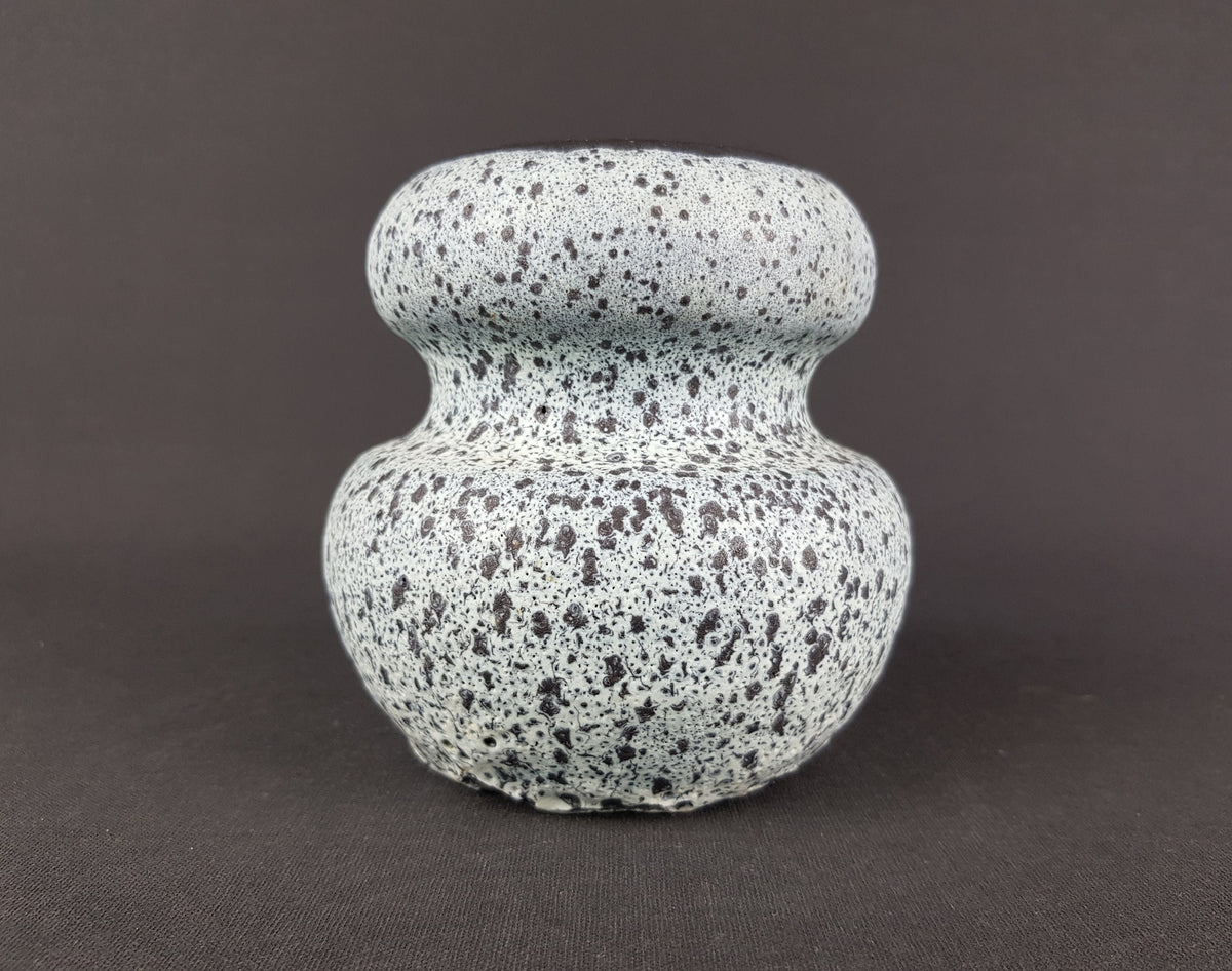 Vintage STUDIO POTTERY By Gerda KORTING Black and Blueish White Fat Lava Vase 1960-1970s