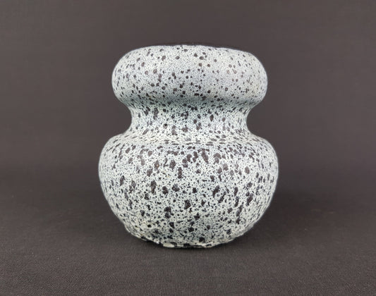 Vintage STUDIO POTTERY By Gerda KORTING Black and Blueish White Fat Lava Vase 1960-1970s