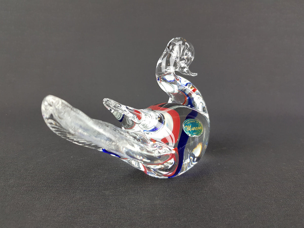 Vintage MURANO SOMMERSO GLASS Swan Figurine Italian Glass Art 1960s