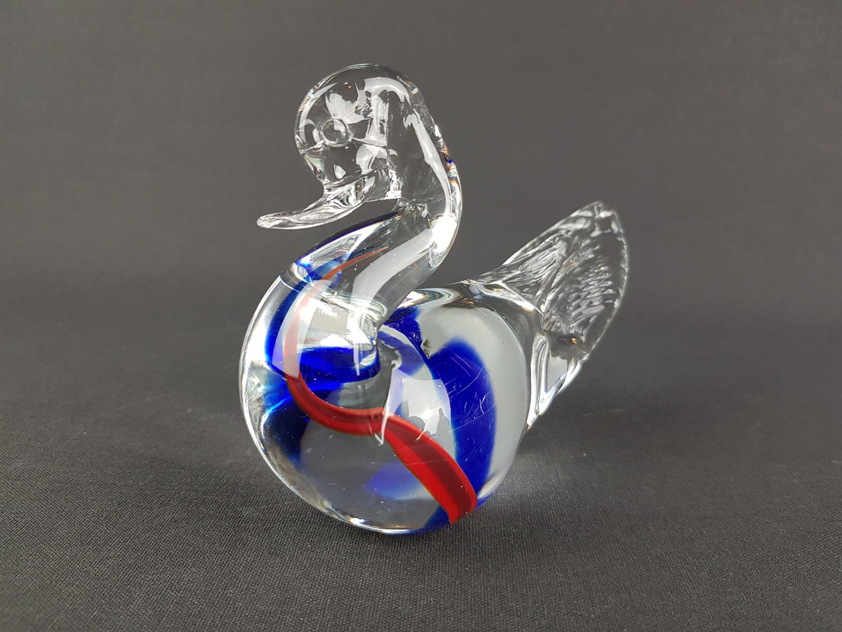 Vintage MURANO SOMMERSO GLASS Swan Figurine Italian Glass Art 1960s