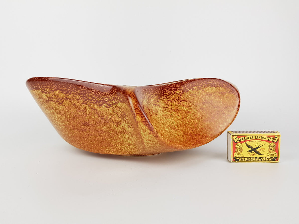 Vintage BERTONCELLO Stylish Bowl with 962 Screziato Tobacco glaze Italian Pottery 1970s
