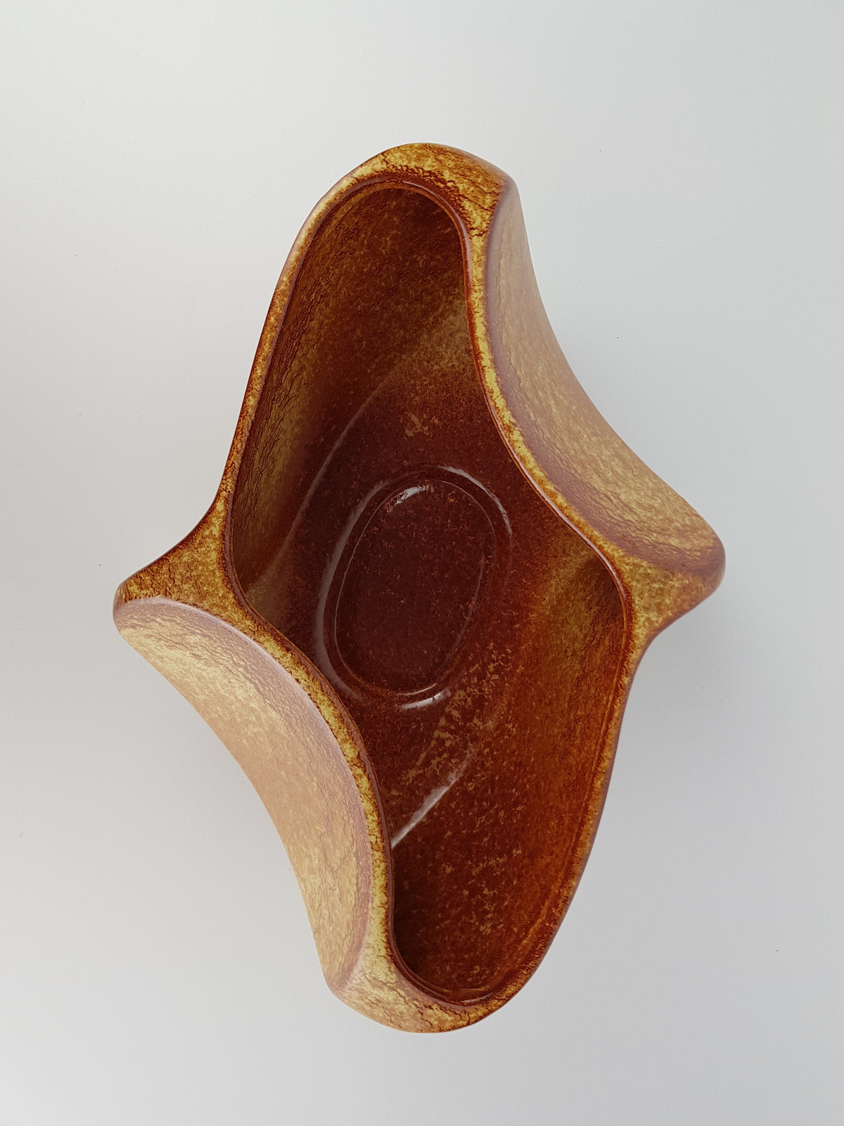 Vintage BERTONCELLO Stylish Bowl with 962 Screziato Tobacco glaze Italian Pottery 1970s