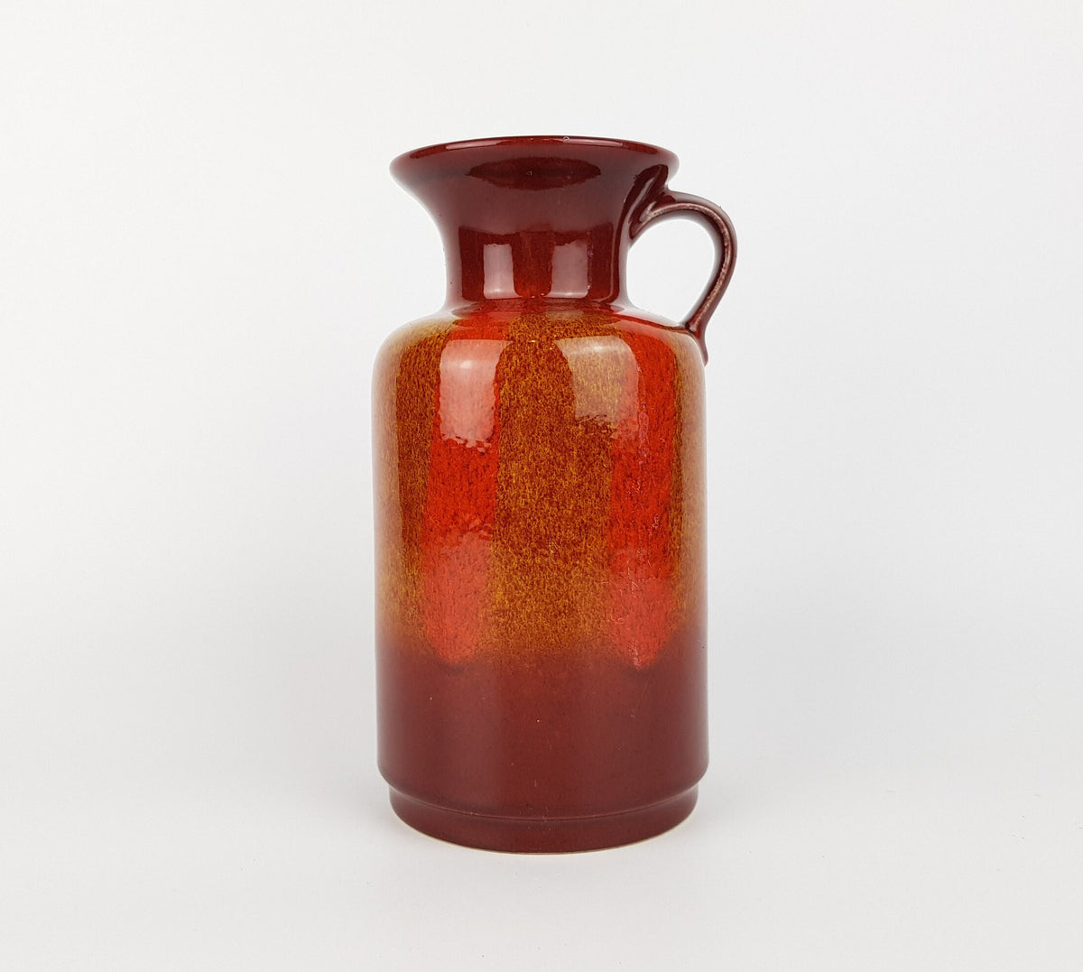 Vintage JASBA KERAMIK Orange and Brown TRUMPET Vase N602 12 20 West German Pottery 1970s