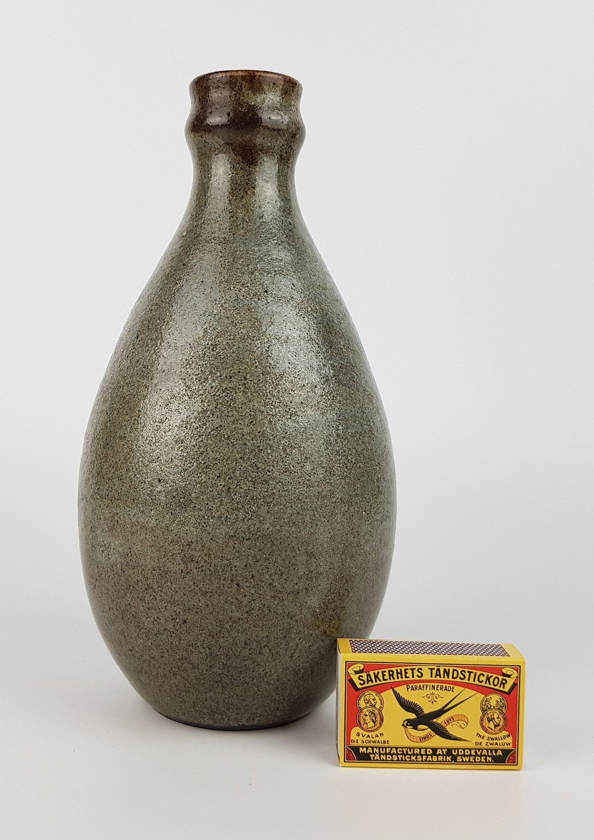 Vintage LUISE DUNCKER STUDI0 KERAMIK Blueisch Grey and Brown Vase West German Pottery