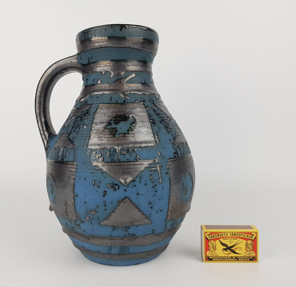 Vintage CARSTENS KERAMIK Vase with Blue Ankara Decor 7316-25 West German Pottery 1960s