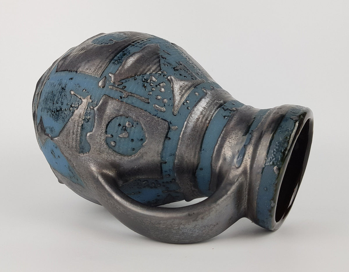 Vintage CARSTENS KERAMIK Vase with Blue Ankara Decor 7316-25 West German Pottery 1960s