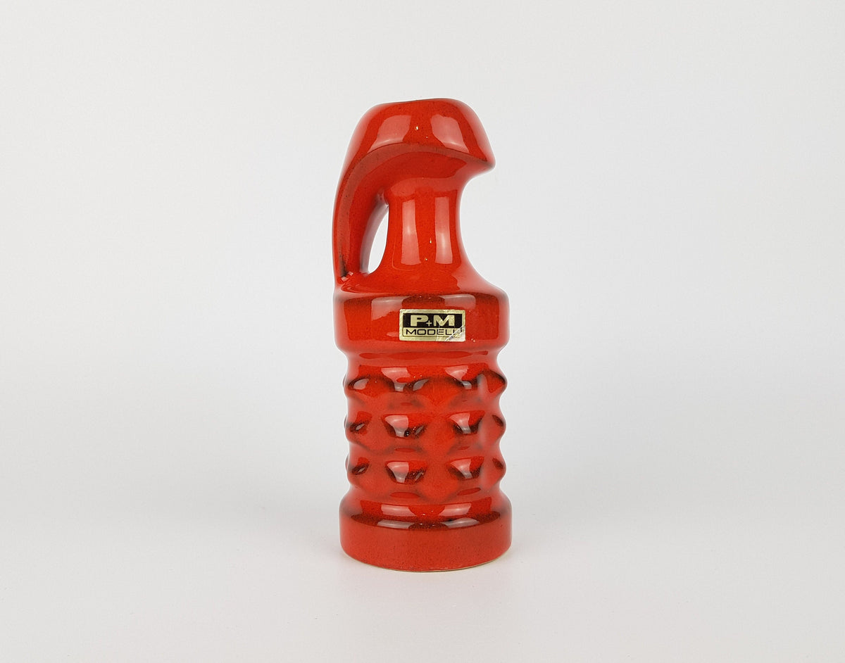 Vintage PUMA KERAMIK Handled Orange Vase - Plachy und Materne KG Modell, West German Pottery, 1960-70s