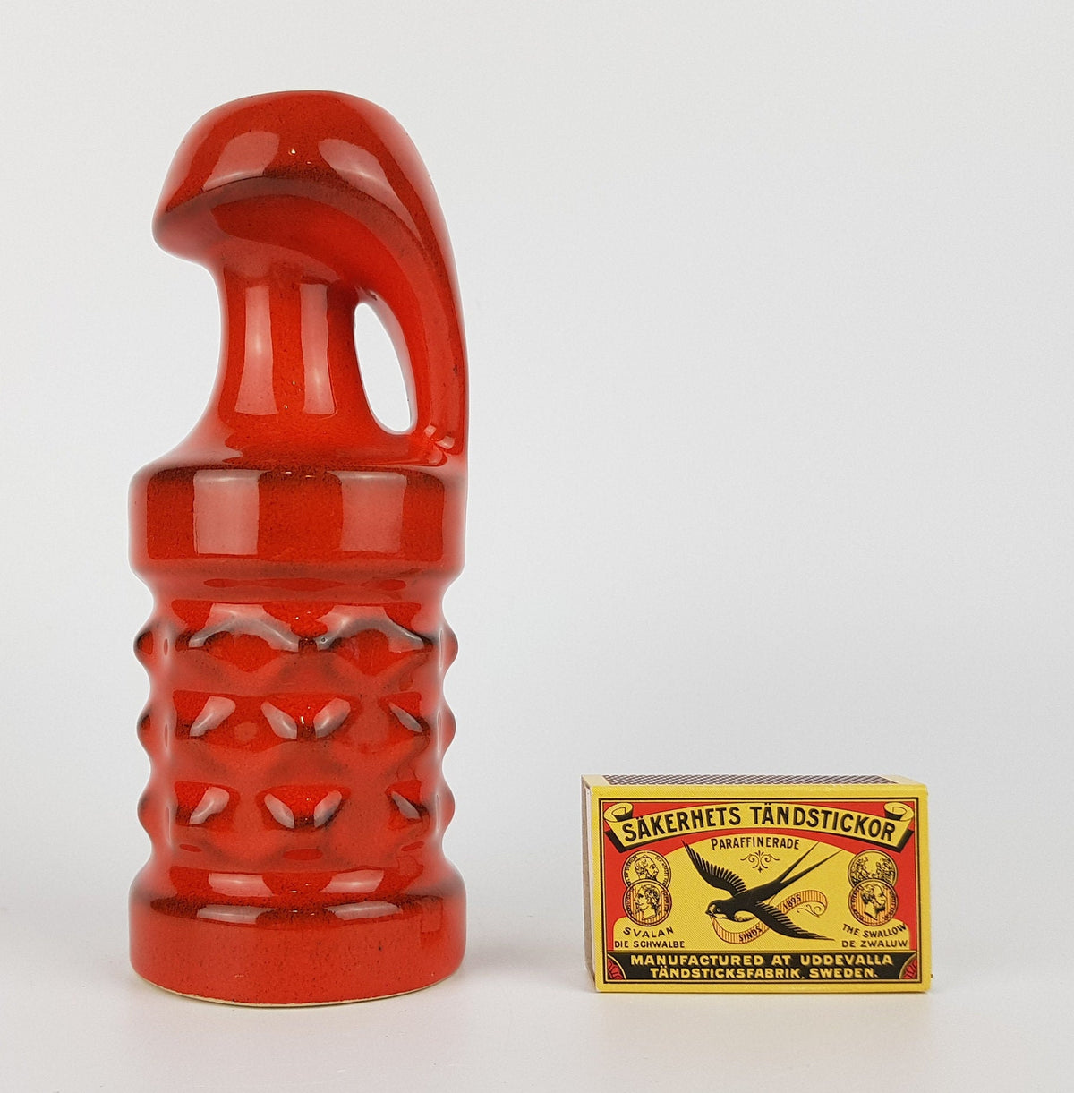 Vintage PUMA KERAMIK Handled Orange Vase - Plachy und Materne KG Modell, West German Pottery, 1960-70s