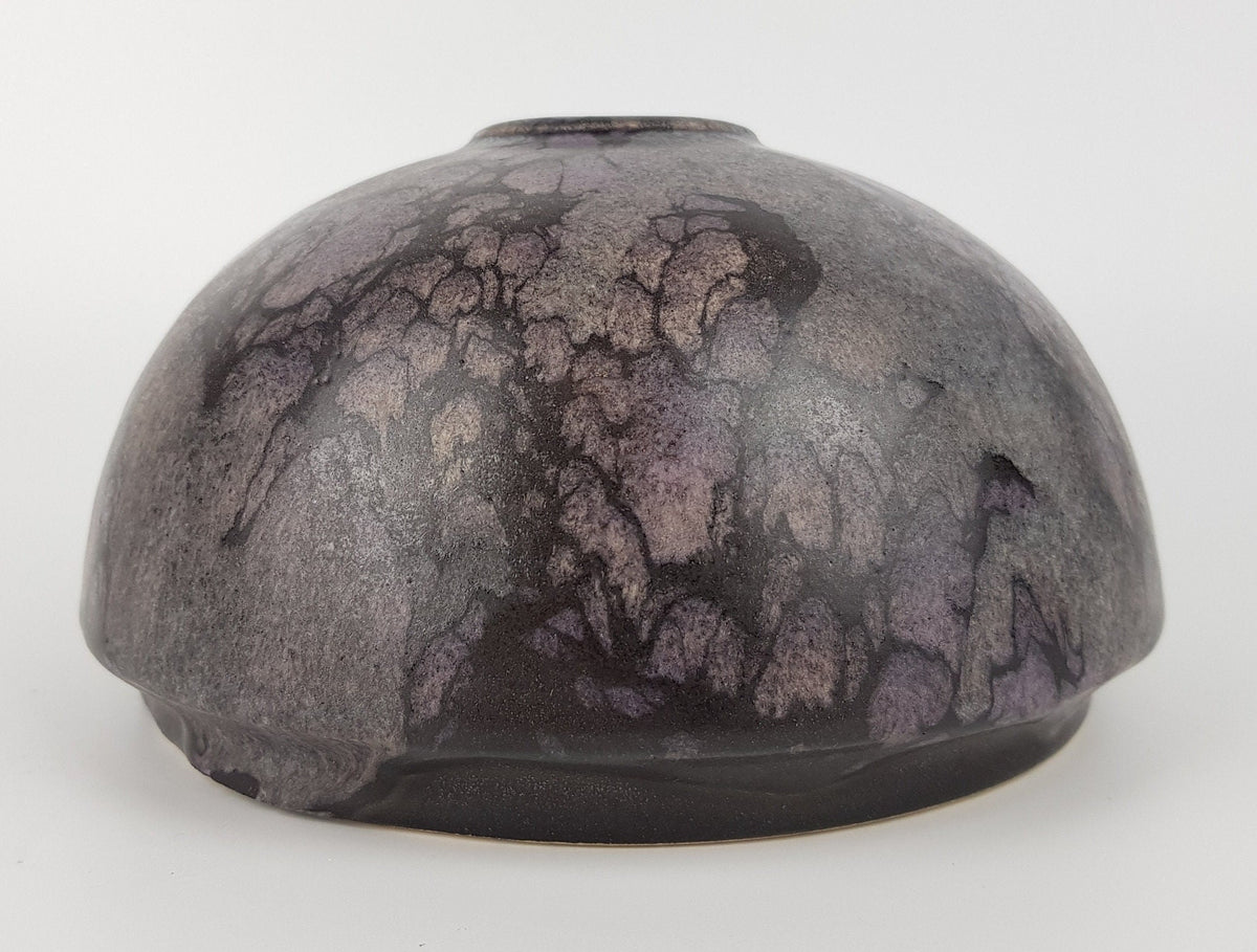 Vintage RUSCHA ART KERAMIK Black Purple Discus Vase 855-2 West German Pottery 1970-80s