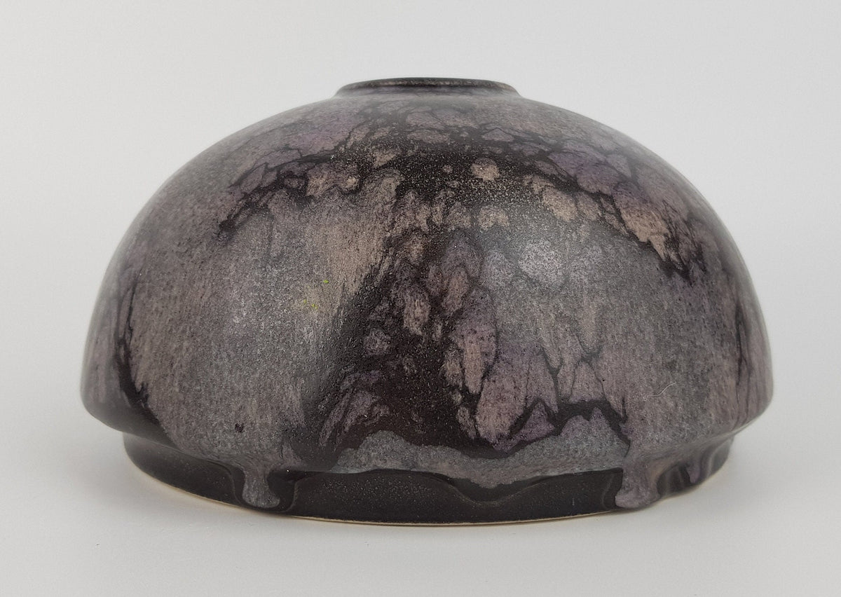 Vintage RUSCHA ART KERAMIK Black Purple Discus Vase 855-2 West German Pottery 1970-80s