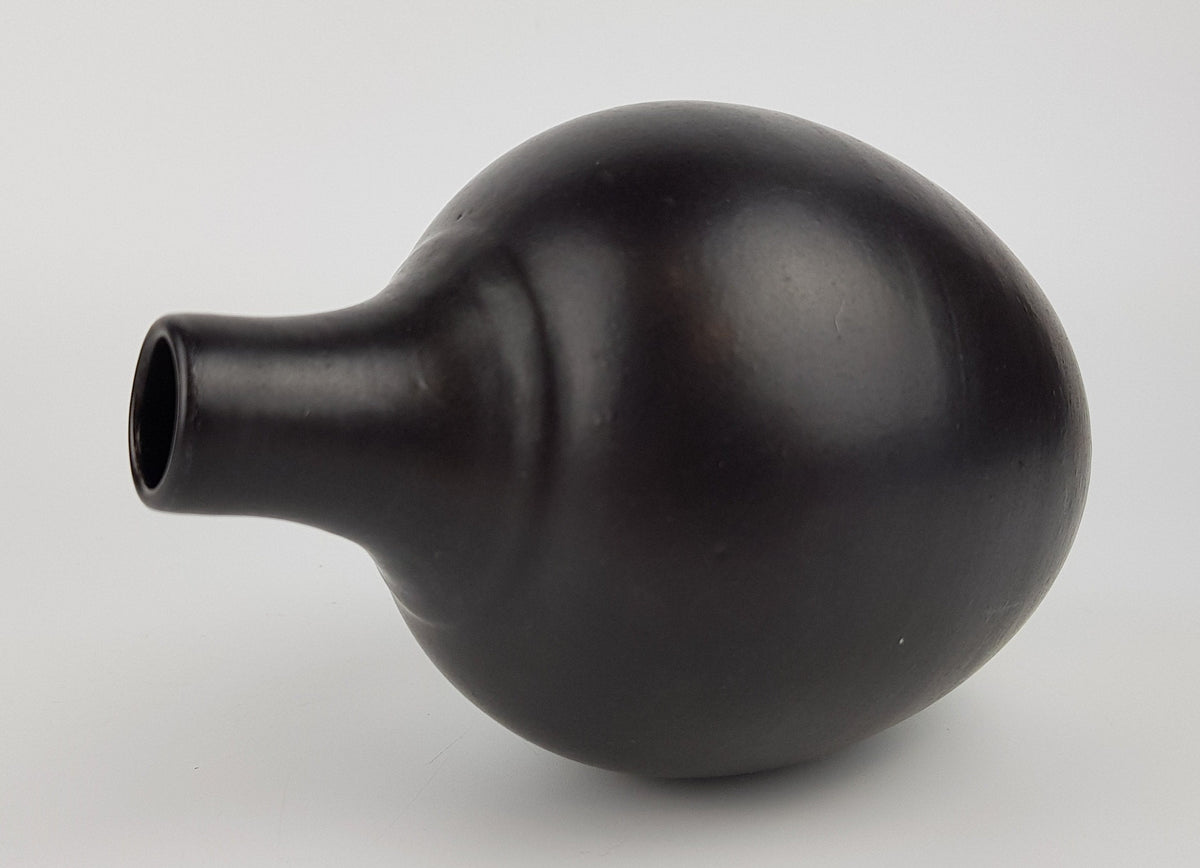 Vintage RUSCHA ART KERAMIK Black Vase 830 West German Pottery 1970s