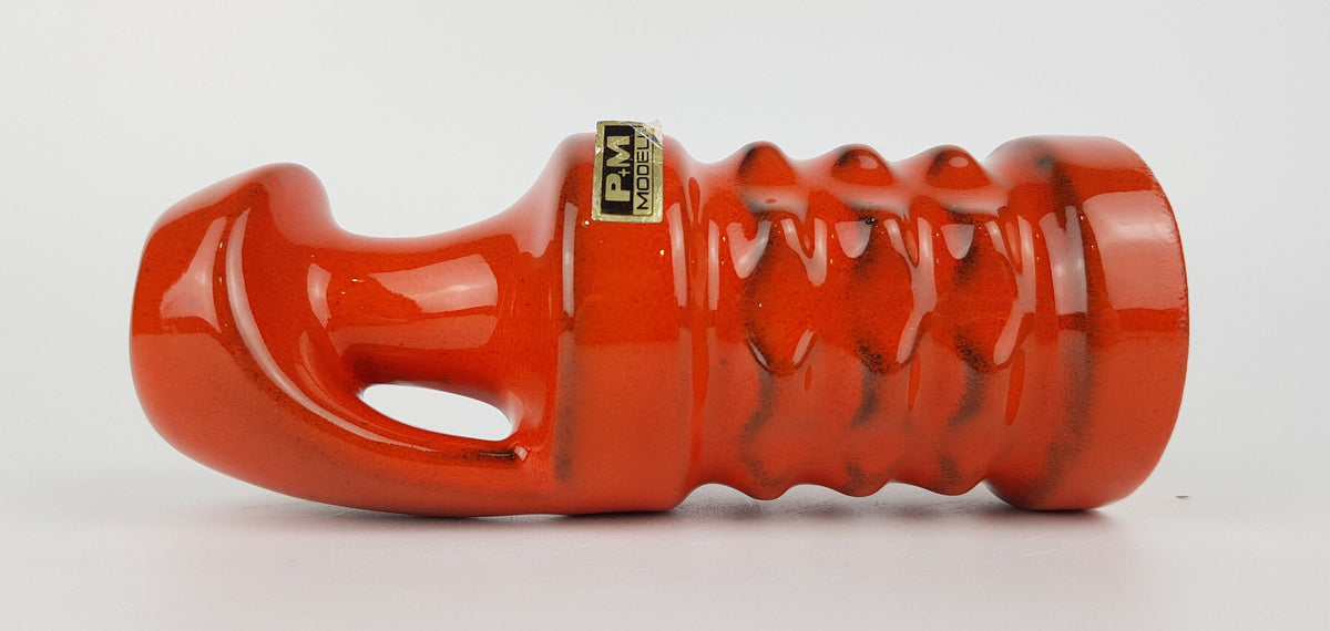 Vintage PUMA KERAMIK Handled Orange Vase - Plachy und Materne KG Modell, West German Pottery, 1960-70s
