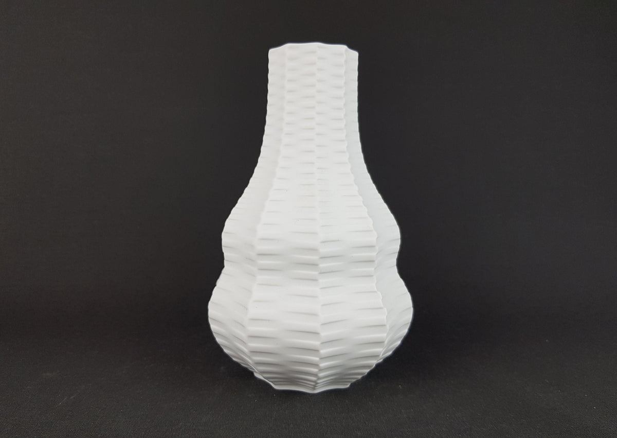 Vintage Geometric HUTSCHENREUTHER Op Art Biscuit Porcelain Vase by H. Fuchs, 1960s