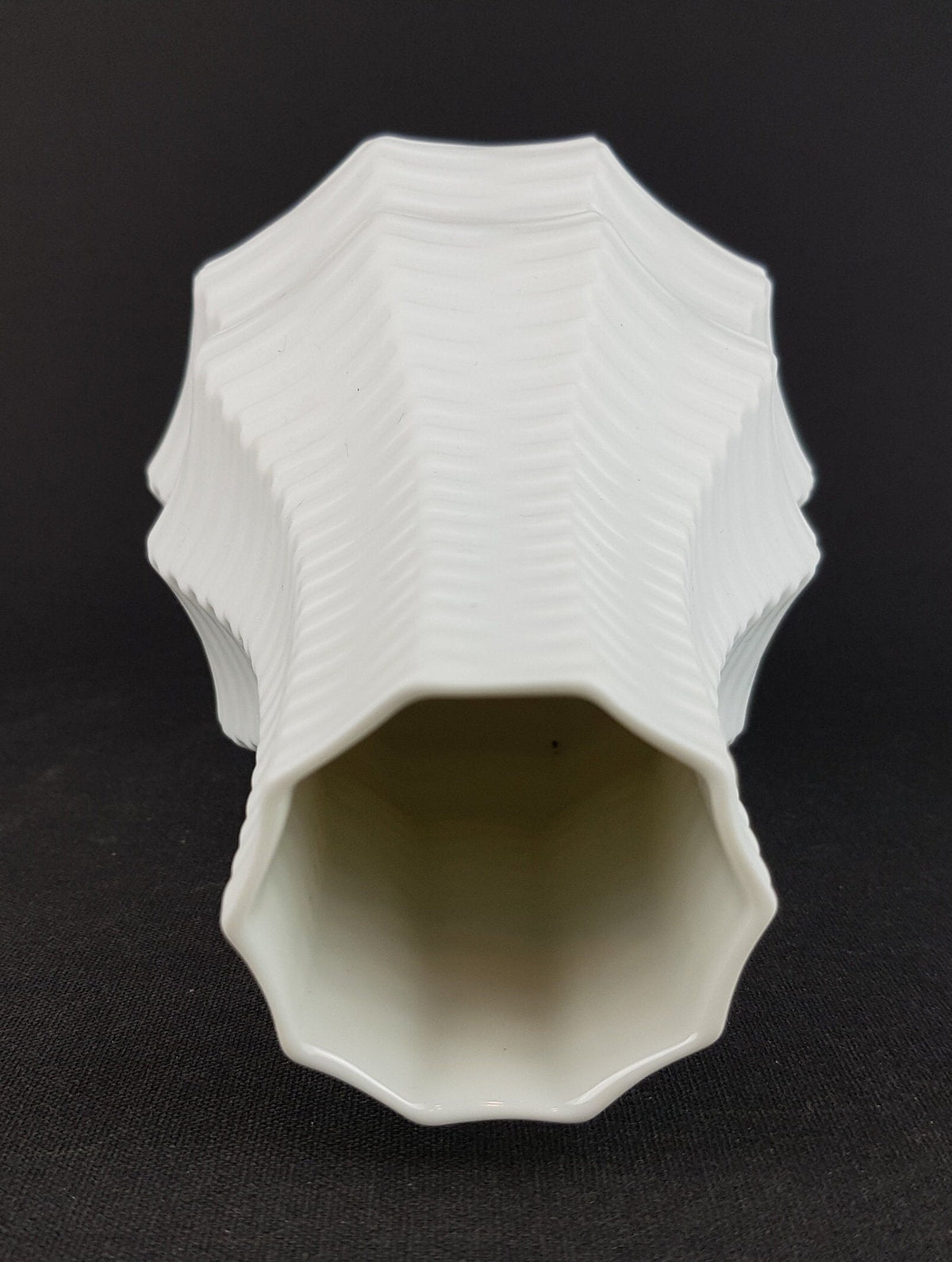 Vintage Geometric HUTSCHENREUTHER Op Art Biscuit Porcelain Vase by H. Fuchs, 1960s