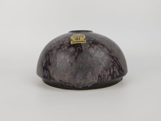 Vintage RUSCHA ART KERAMIK Black Purple Discus Vase 855-2 West German Pottery 1970-80s