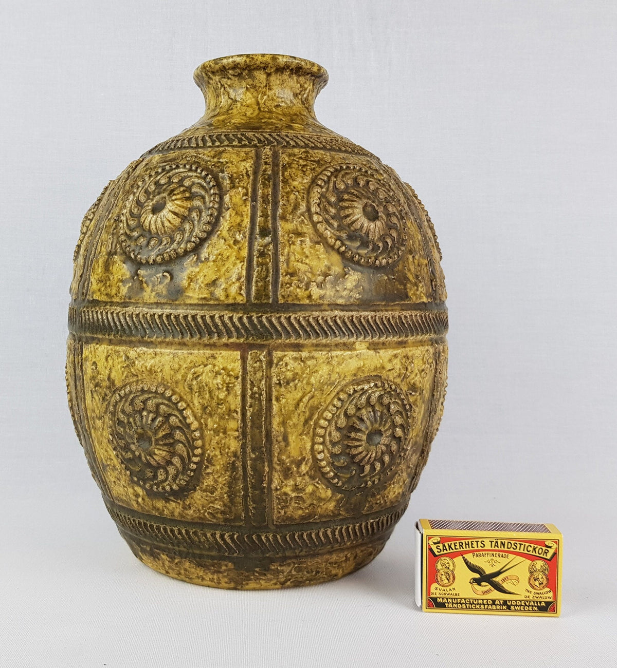Vintage JASBA KERAMIK Ochre Brown Vase 1511-25 West German Pottery 1970s