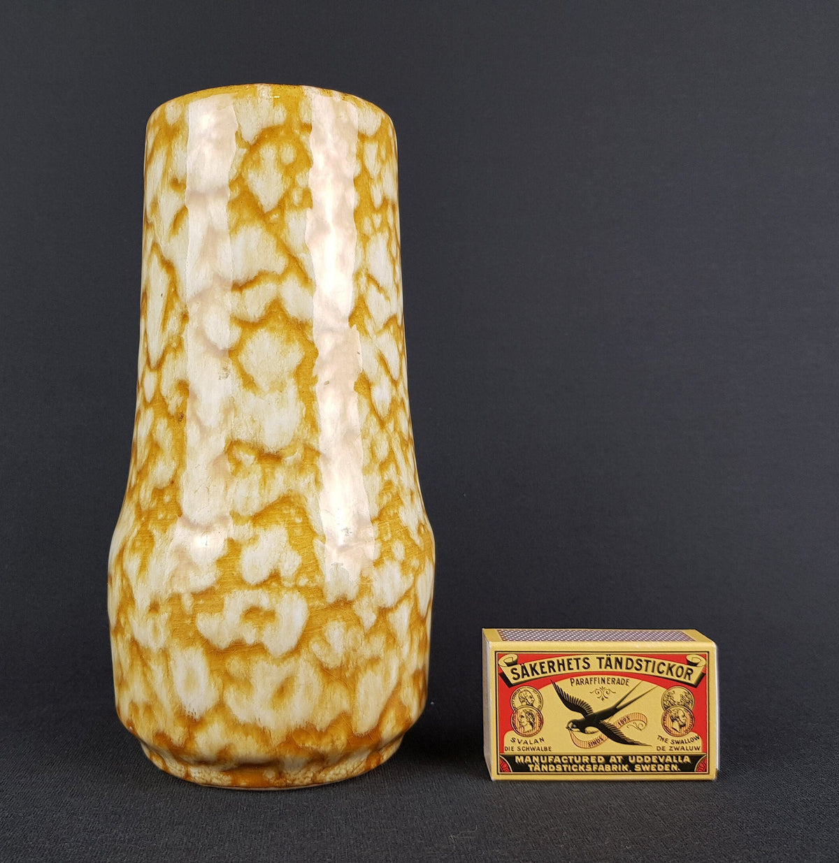 Vintage SCHEURICH KERAMIK Yellow Mottled Vase 529 18 West German Pottery 1960s 1970s