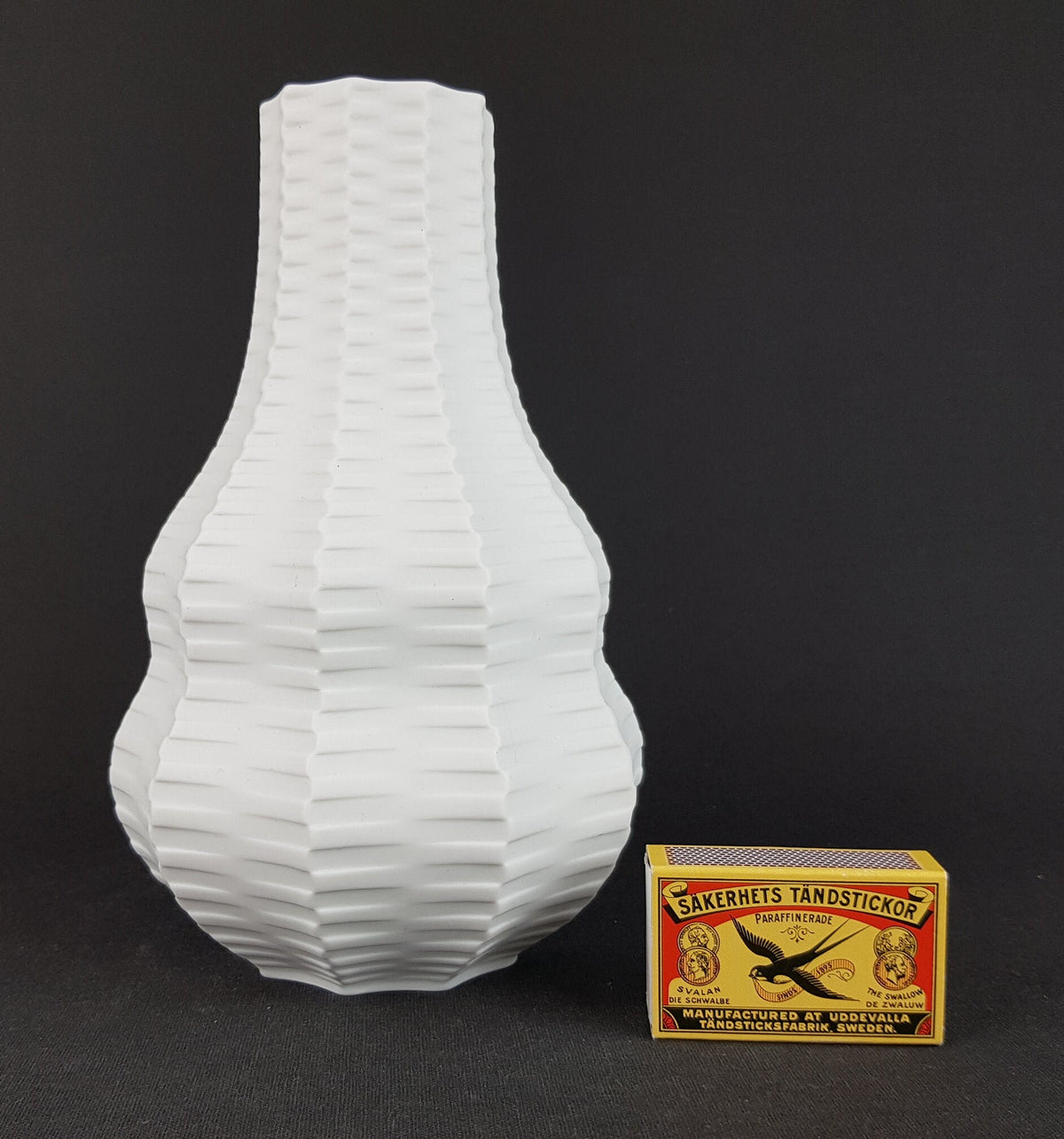 Vintage Geometric HUTSCHENREUTHER Op Art Biscuit Porcelain Vase by H. Fuchs, 1960s