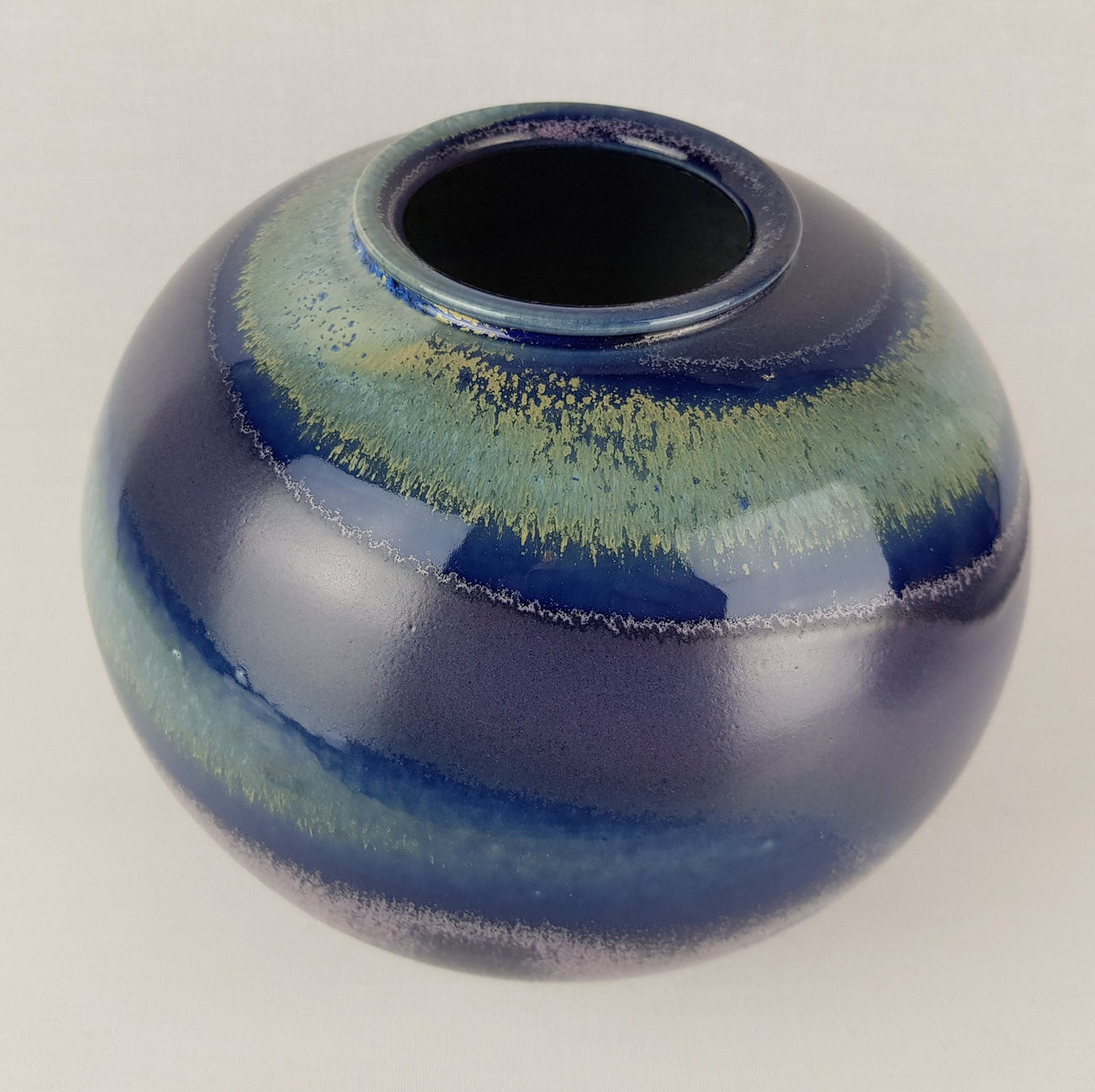 Vintage STUDIO ART POTTERY Purple Ball Vase German Pottery 1970-80s