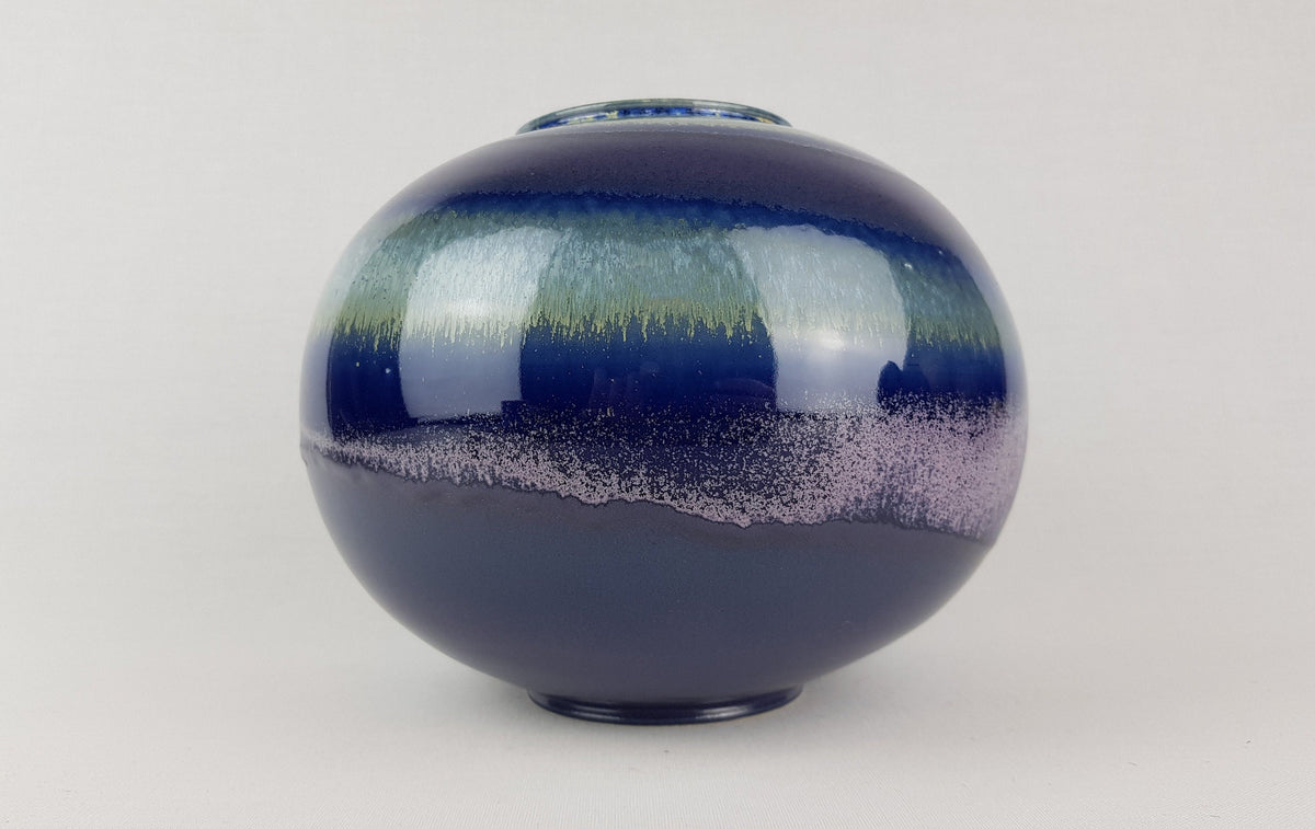 Vintage STUDIO ART POTTERY Purple Ball Vase German Pottery 1970-80s