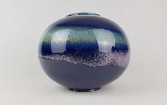 Vintage STUDIO ART POTTERY Purple Ball Vase German Pottery 1970-80s