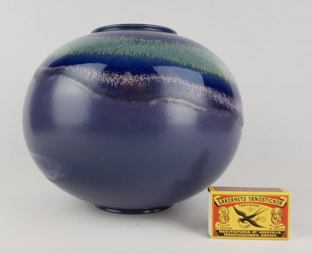 Vintage STUDIO ART POTTERY Purple Ball Vase German Pottery 1970-80s