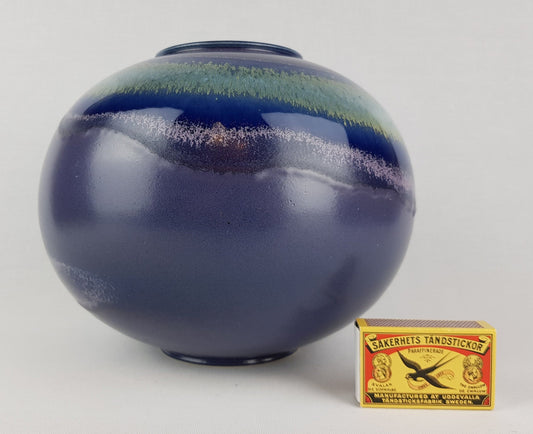 Vintage STUDIO ART POTTERY Purple Ball Vase German Pottery 1970-80s
