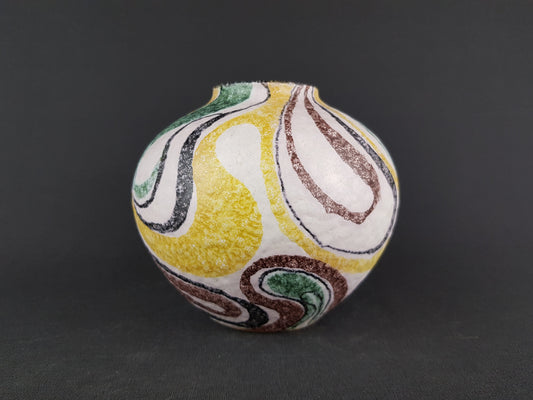 Vintage ES KERAMIK Multicolor Vase with Handpainted decor 603-13 West German Pottery 1950s