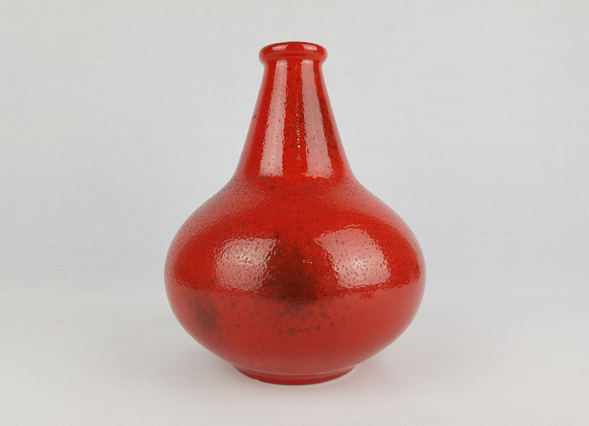 Vintage ZELL SCHMIDER Red Speckled Vase 4563-A by Anneliese Beckh Vulkano Decor West German Pottery 1960s 1970s