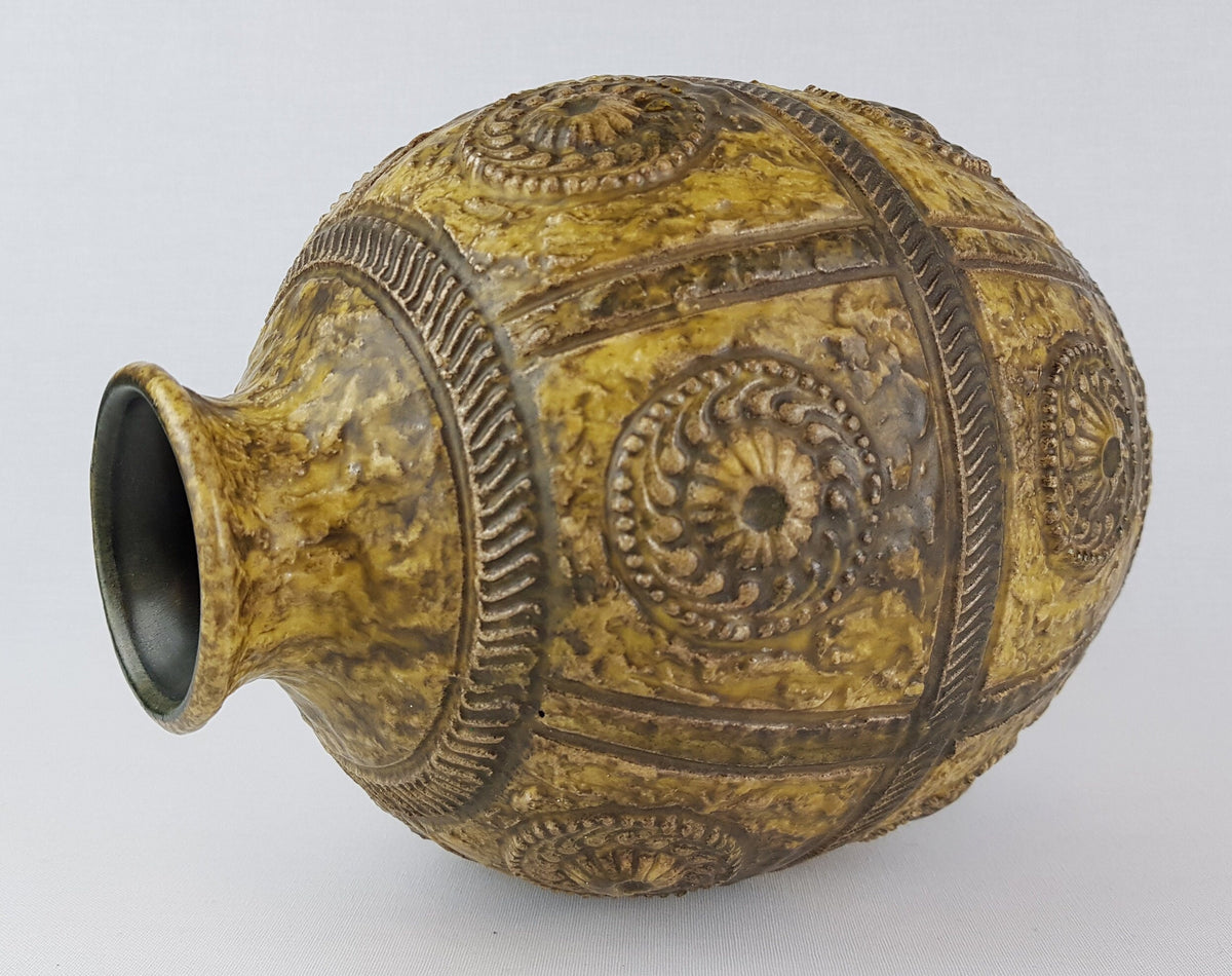 Vintage JASBA KERAMIK Ochre Brown Vase 1511-25 West German Pottery 1970s