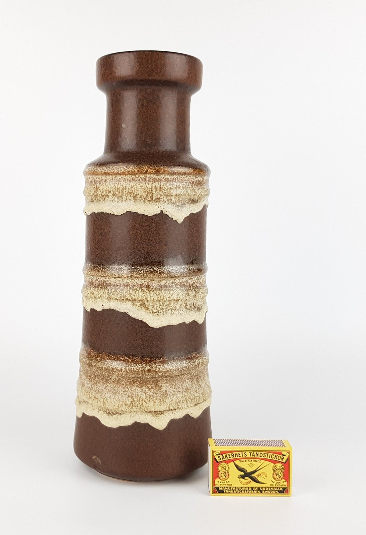 Vintage SCHEURICH KERAMIK Brown Fat Lava Vase 205 32 West Geman Pottery 1970s